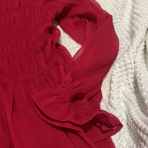 EUC- ASOS - 8. Red Sheer Mini Dress - Picture 5 of 8